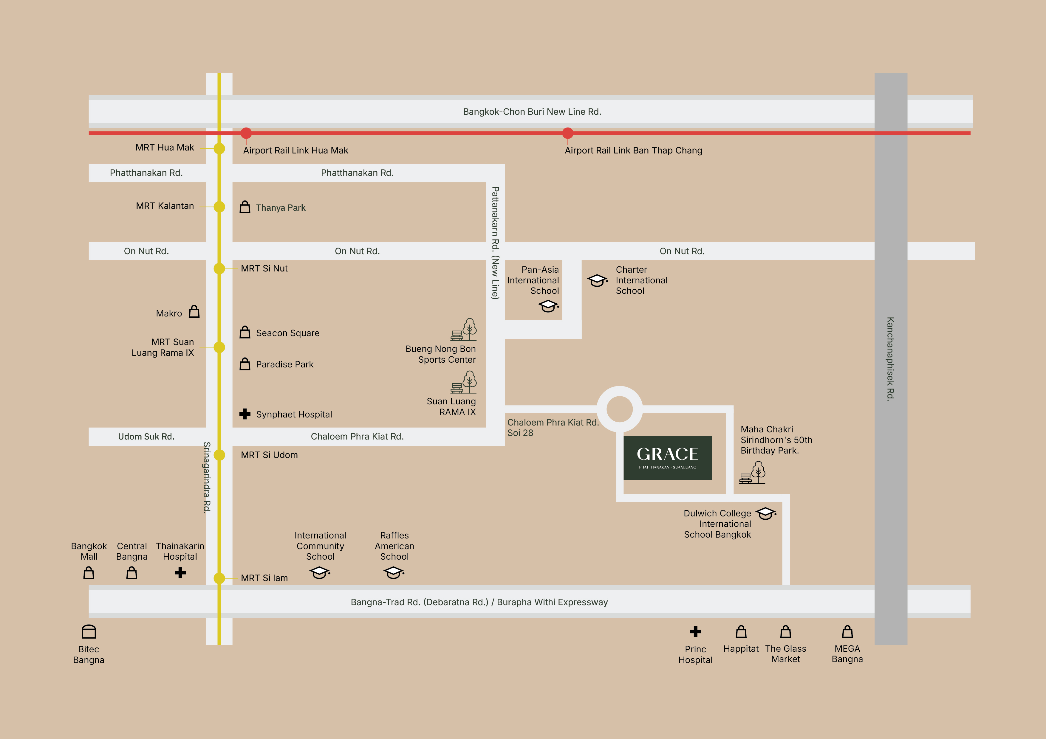 แผนที่ตั้งโครงการ GRACE พัฒนาการ–สวนหลวง